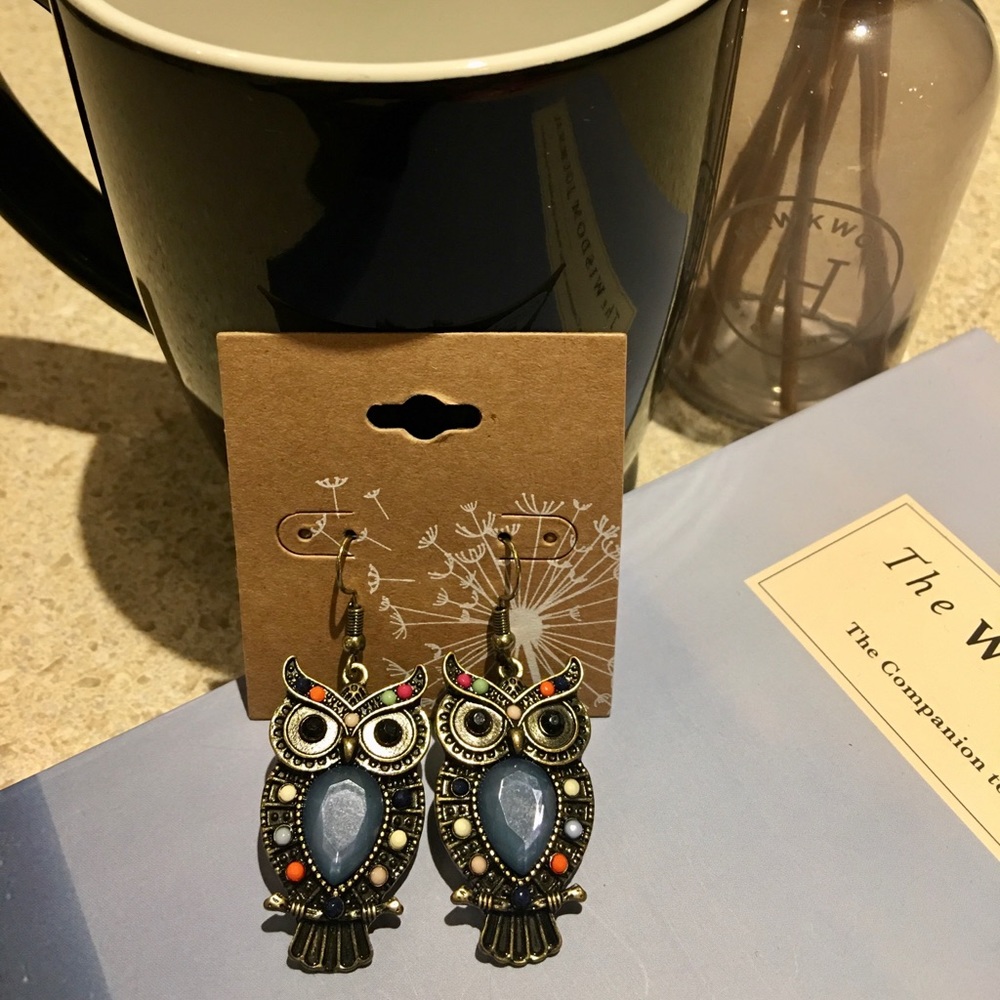 Gold Owl Earrings